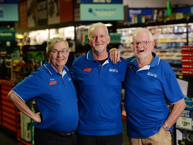 Barry Porter (far right) during Porters Mitre 10’s 135th birthday celebrations in Mackay. He is pictured with Gavan Snr Porter (left) and Paul Porter (middle).