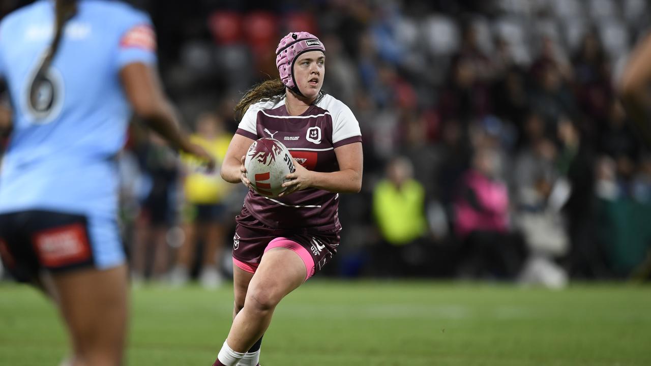 Titans NRLW star Rilee Jorgensen was a standout for Queensland, named player of the match after helping inspire a second half comeback. Picture: NRL Imagery.