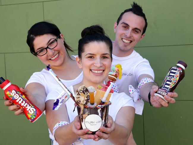 The Kayter con team (from left) Samantha Khater, Rose Khater and Kaisser Khater with some of their desserts. Picture: Craig Wilson