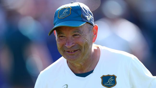 SAINT-ETIENNE, FRANCE - OCTOBER 07: Head Coach, Eddie Jones looks on during a Wallabies training session, at Stade Roger Baudras on October 07, 2023 in Saint-Etienne, France. (Photo by Chris Hyde/Getty Images)