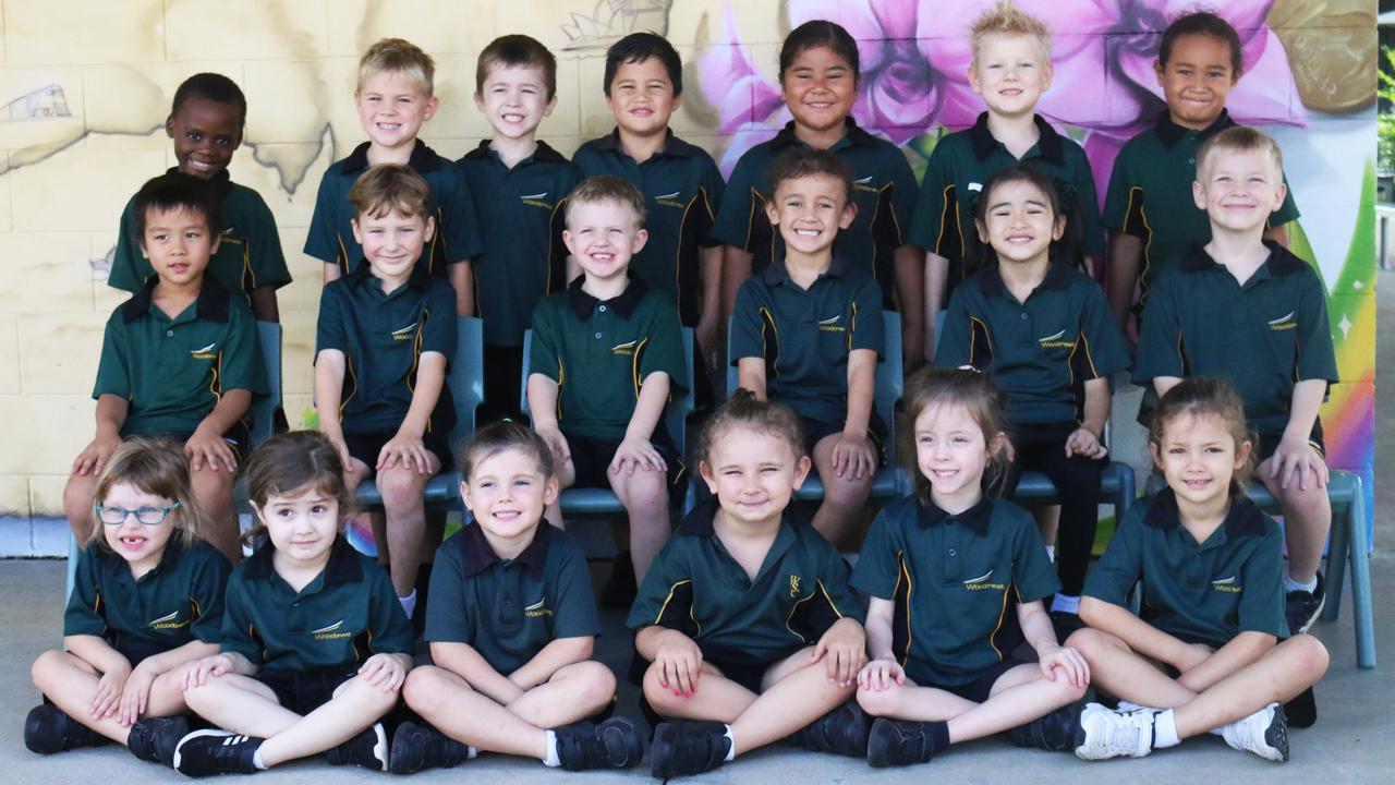 My First Year 2022: Woodcrest State School's Prep M class (Back row: Franck, Alfie, Ronin, Sonny, Scarlet, Onyx, John. Middle: Gia, Dominic, Max, Kayden, Hunter, Ryan. Front: Felicity, Lily, Lyla, Ashlyn, Amber, Lucia.)