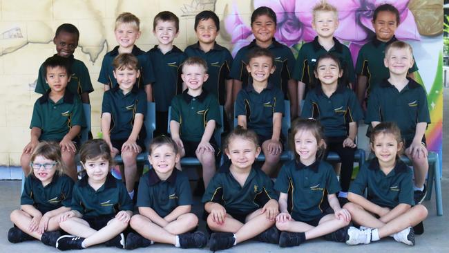 My First Year 2022: Woodcrest State School's Prep M class (Back row: Franck, Alfie, Ronin, Sonny, Scarlet, Onyx, John. Middle: Gia, Dominic, Max, Kayden, Hunter, Ryan. Front: Felicity, Lily, Lyla, Ashlyn, Amber, Lucia.)