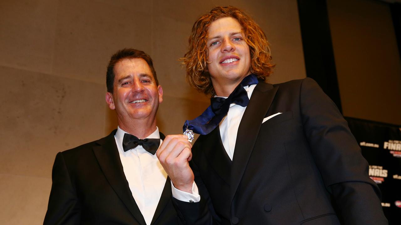 Ross Lyon and Nat Fyfe at the 2015 Brownlow Medal. Photo: Colleen Petch.