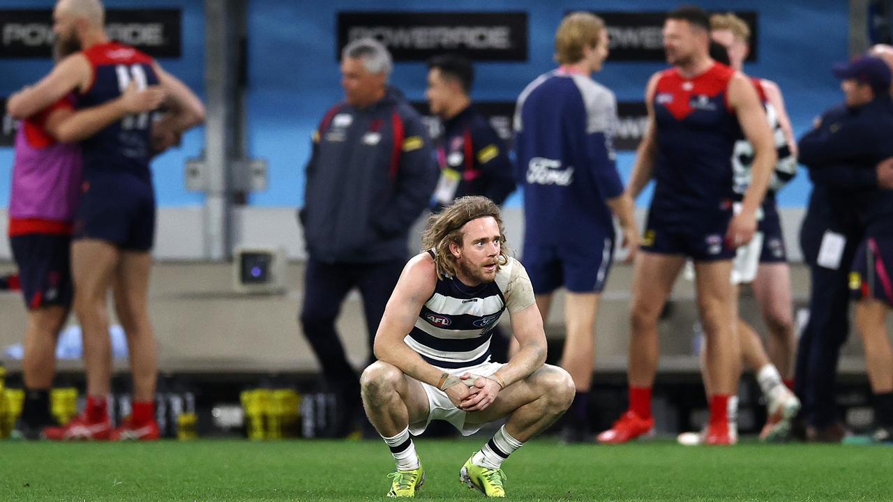 Cameron Guthrie reacts after the final siren. Picture: Michael Klein