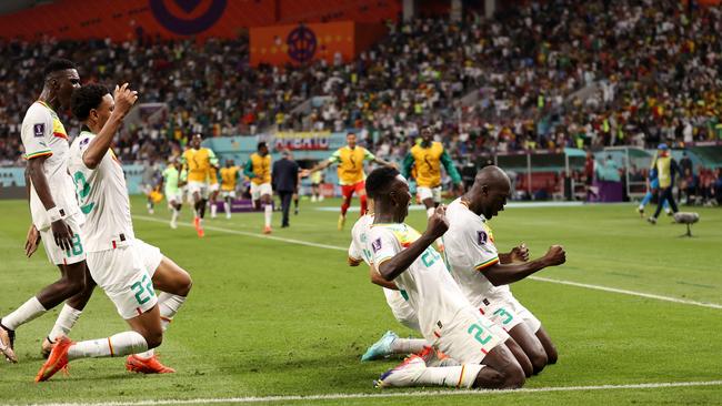 Kalidou Koulibaly of Senegal celebrates scoring his side's second goal. Picture: Ryan Pierse/Getty Images