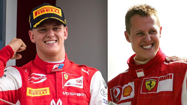 Mick Schumacher (L) has opened up on how he misse life with his father. Picture: Andrej Isakovic and Patrick Hertzog/AFP