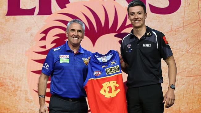 New Brisbane coach Chris Fagan with top draft pick Hugh McCluggage.