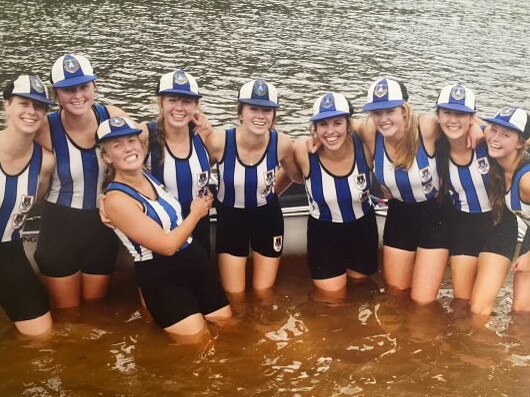 Alexandra Viney (fourth from left) after Launceston Grammar School won the open eights championship at the 2010 'Head of the River'. Picture: Supplied