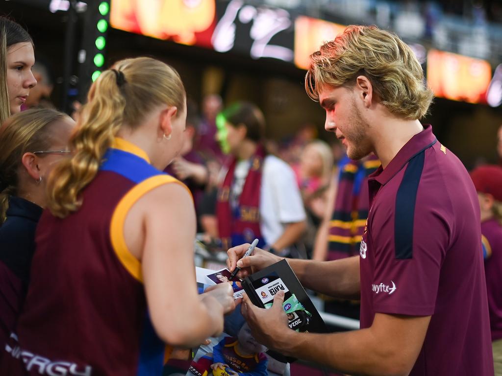 Brisbane coach Chris Fagan says Ashcroft is an inspiration. Picture: Albert Perez/AFL Photos via Getty Images )