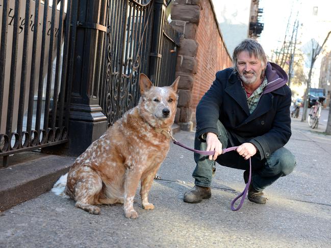 Frank Ford with his Australian cattle dog, Spitfire. Picture: Alex Towle Photography for news.com.au