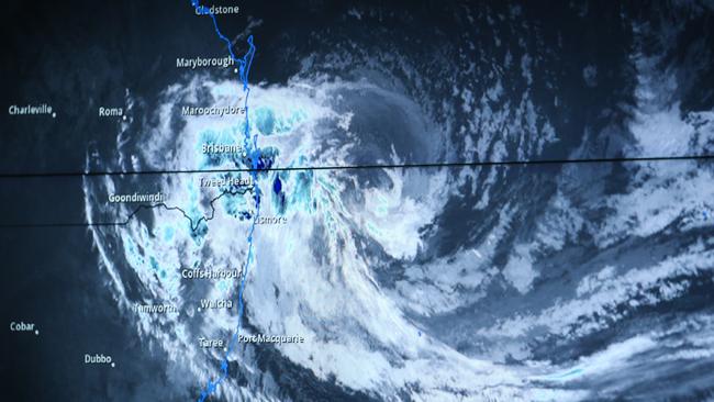 A view of current status of Tropical Cyclone Alfred and impacts for NSW at the SES HQ in Sydney. Picture: Gaye Gerard