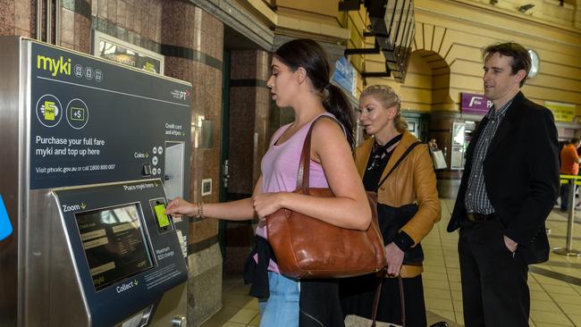 Android users will be able to top up their mobile myki on their smartphone instead of using machines at stations. Picture: Mark Dadswell