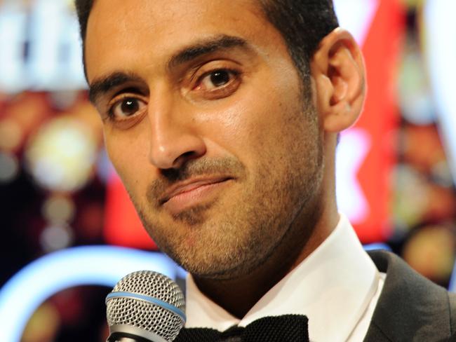 Gold Logie nominee Waleed Aly wins the Best Presenter award at the 2016 Logie Awards at the Crown Casino in Melbourne, Sunday, May 8, 2016. (AAP Image/Joe Castro) NO ARCHIVING