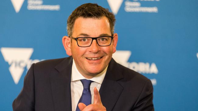 Daniel Andrews speaks to reporters. Picture: Getty mages)