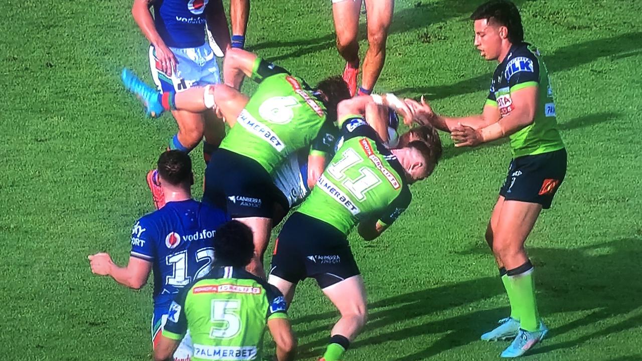 Annesley said Wighton’s tackle was different from Lawton’s. Picture: Fox