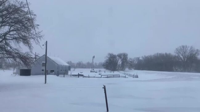 Snow Covers Road in Morse Bluff as Nebraska Officials Warn People to ...