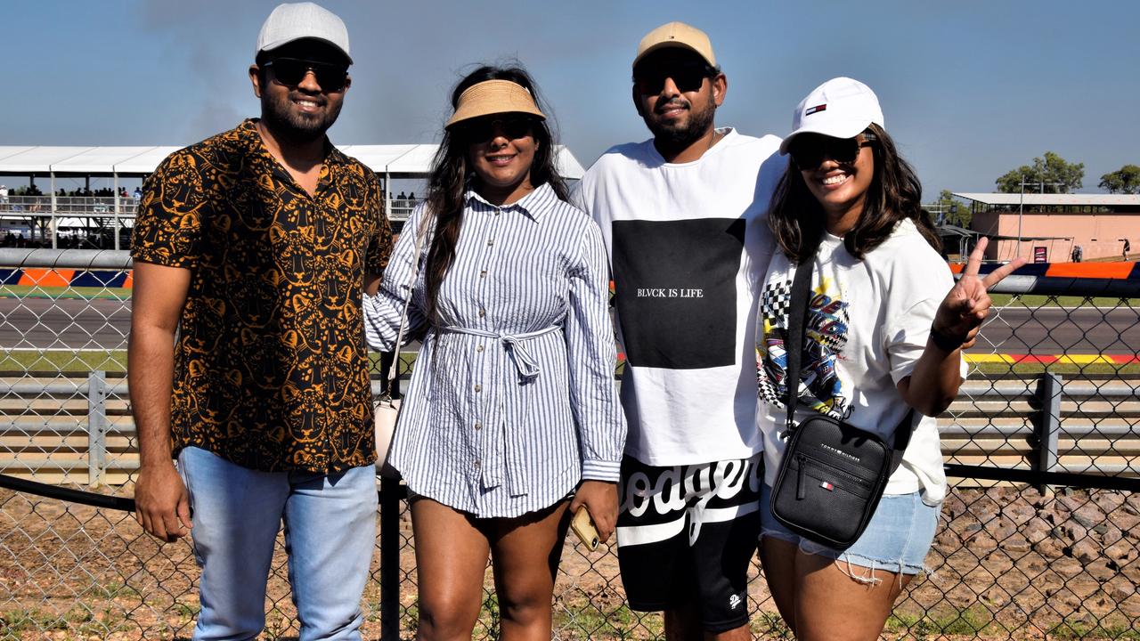 Chaveen Munasinghe, Praveen Adikari, Chamali Hewage, and Adeesha Wasala at the 2023 Darwin Supercars. Picture: Fia Walsh