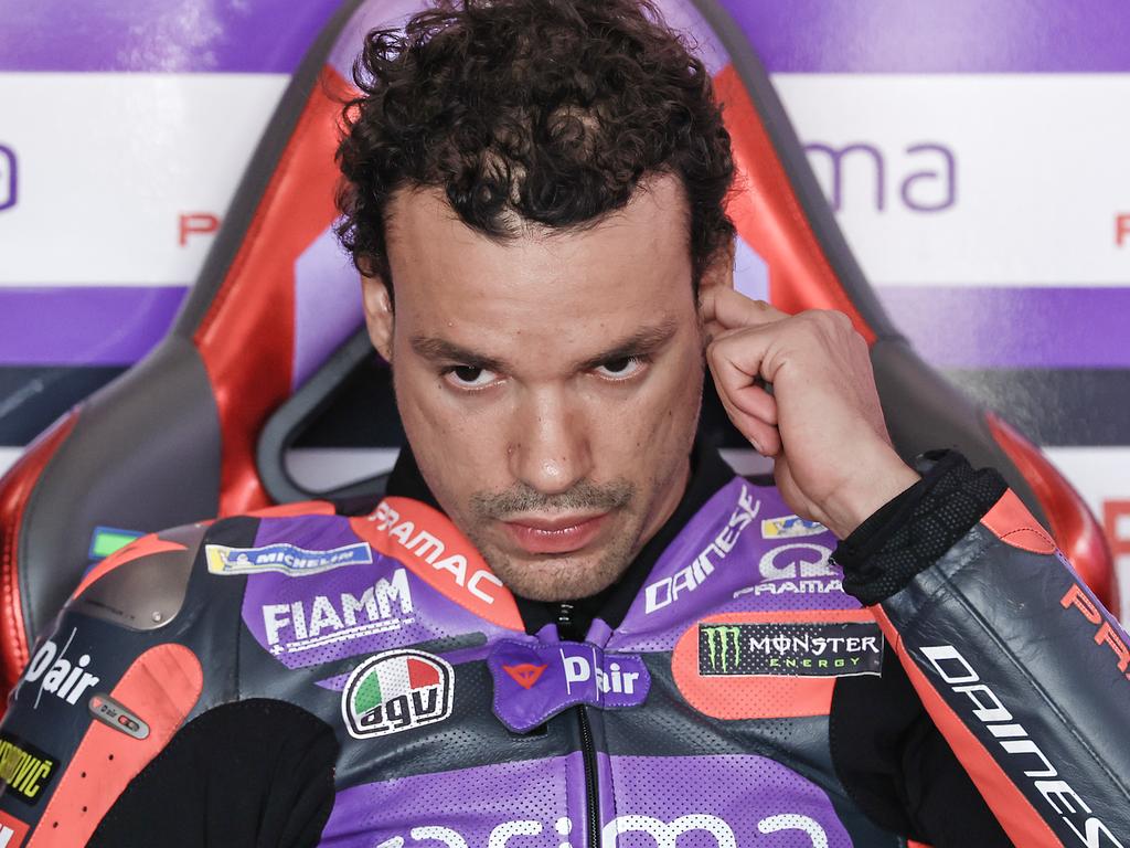 HOHENSTEIN-ERNSTTHAL, GERMANY - JULY 7: Franco Morbidelli of Italy and Prima Pramac Racing in the garage during the MotoGP of Germany at Sachsenring Circuit on July 7, 2024 in Hohenstein-Ernstthal, Germany. (Photo by Qian Jun/MB Media/Getty Images)