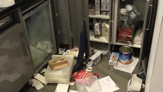 The aftermath of the break-in at Coffee Central on 7th. Photo: Facebook, Coffee Central on 7th.