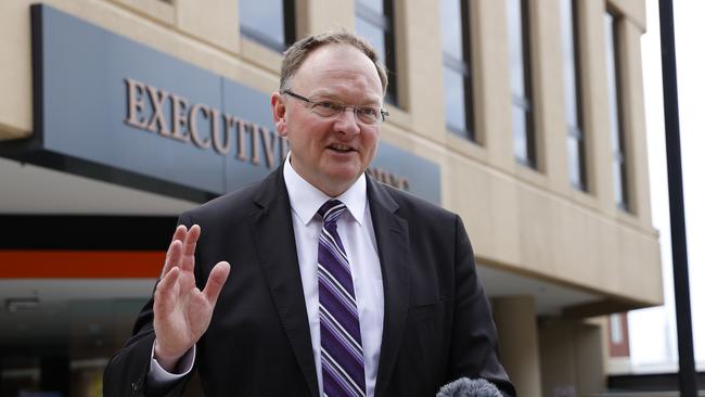 Minister for planning Roger Jaensch addresses the media on major projects. Picture: Zak Simmonds