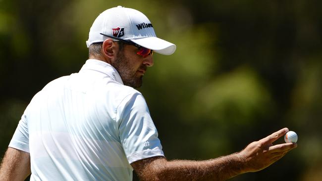 Aussie golfer Rhein Gibson has been caught up in a rules row and a spat with his caddy after a disastrous end to the Web.com Tour event in the Bahamas. Photo: Daniel Wilkins