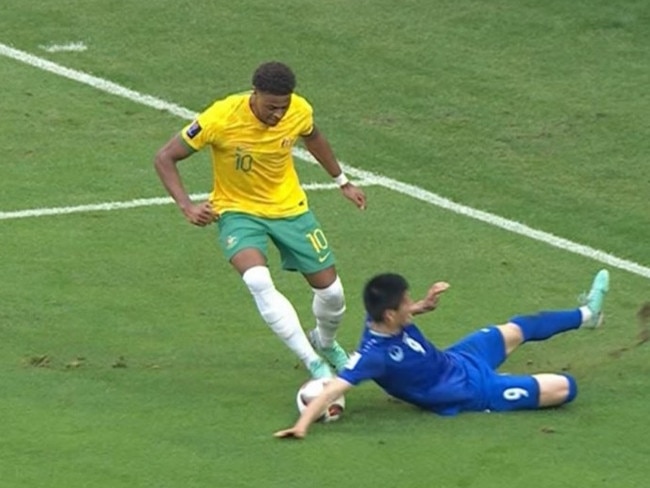 The Socceroos were gifted a penalty against Uzbekistan.