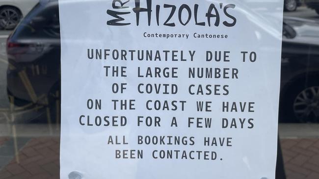 Closure sign at Mr Hizolas, Burleigh. Picture: Sam Stolz