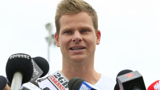 Steve Smith faces the media in Sydney.