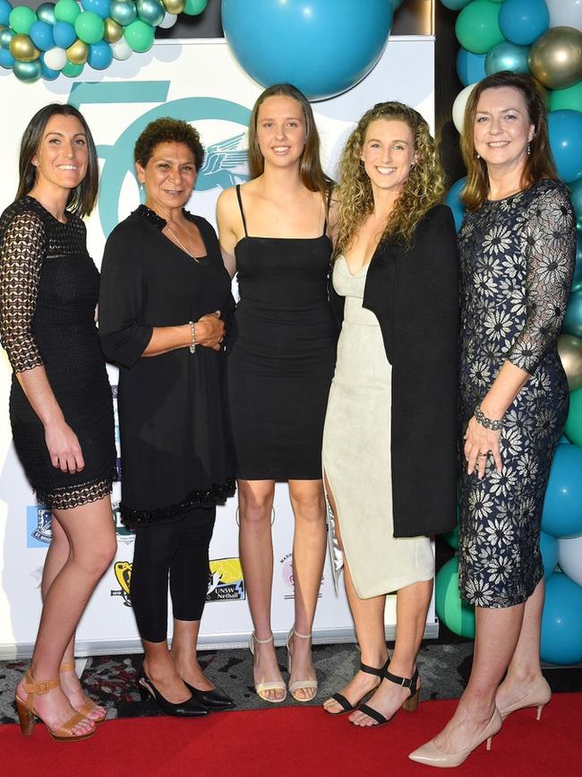 Danielle Bower, Marcia Ella-Duncan, Brooke Patterson, Gabi Simpson and Keeley Devery at the 50th anniversary celebrations. Picture: Fiora Sacco