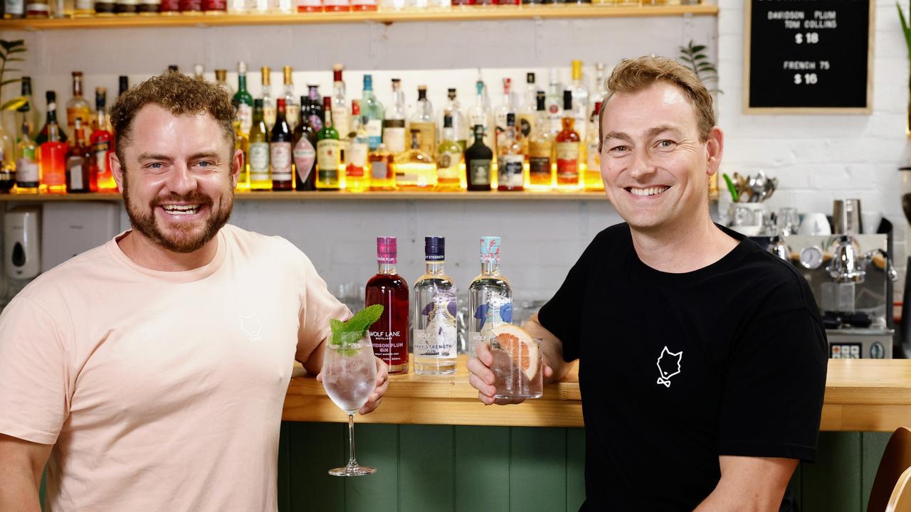 Wolf Lane Distillery has been recognised with multiple awards for its gins. Wolf Lane owners Sam Kennis (left) and Darren Barber (right) pictured. Picture: Brendan Radke