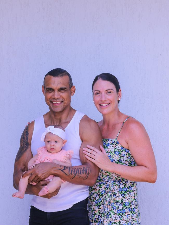 Darwin’s Stephen and Anita Cardona with their baby girl Eliyang, who was born through IVF. Picture: Glenn Campbell