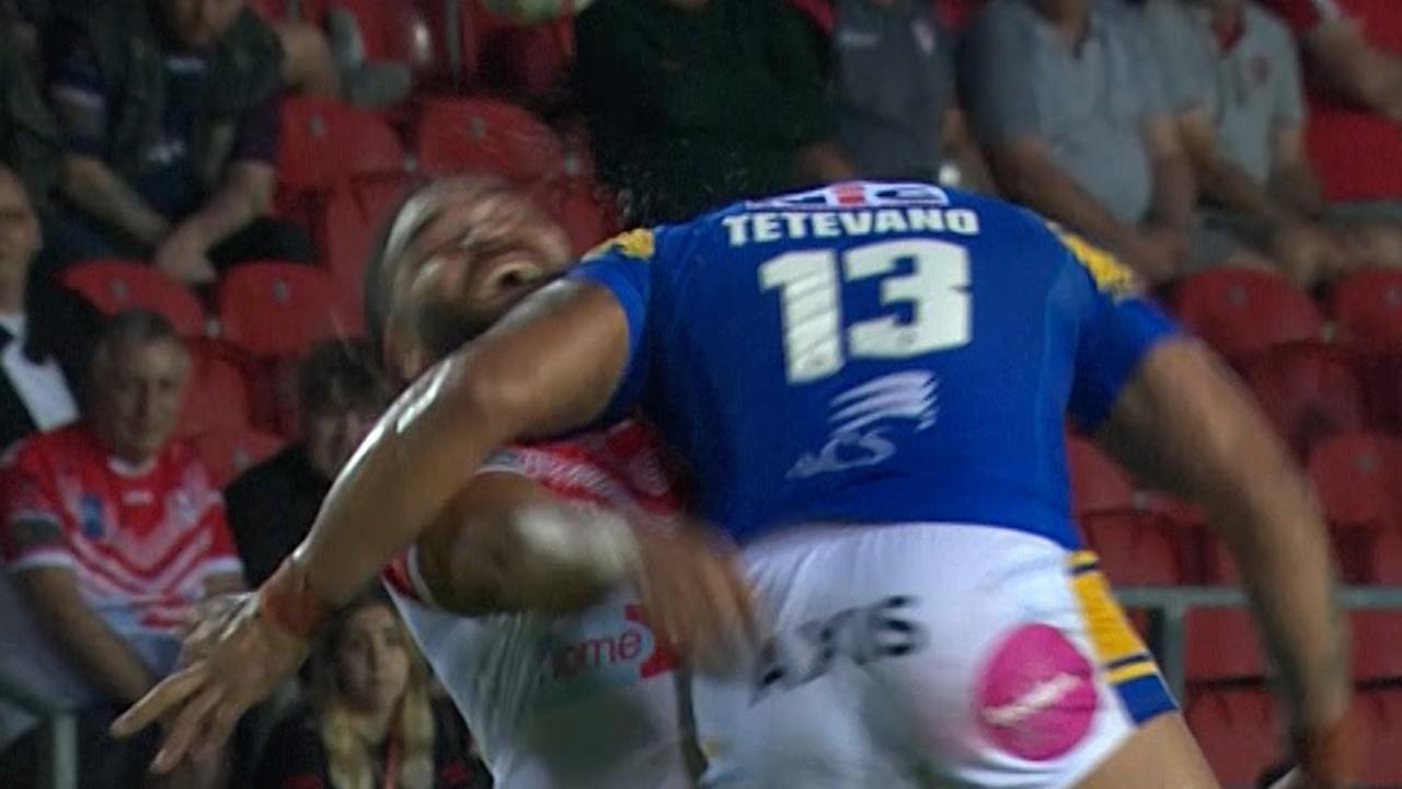 Nrl 2022 Zane Tetevano High Spot Konrad Hurrell Super League Brutal Tackle Red Card Sent