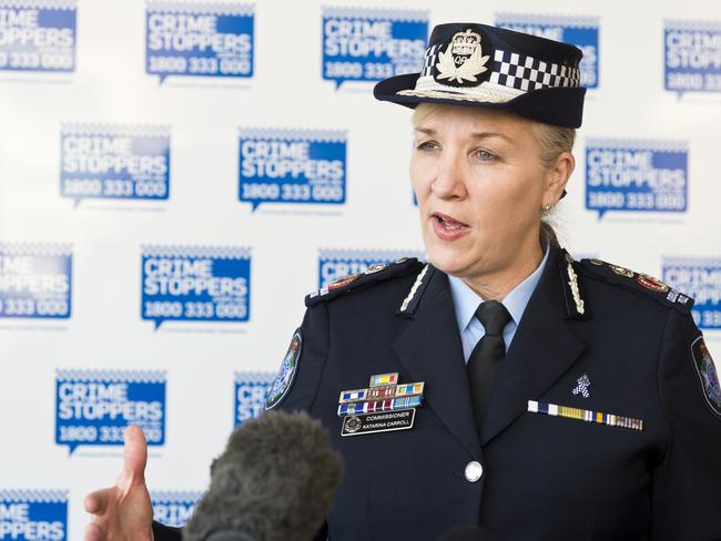 Queensland Police Commissioner Katarina Carroll says speeding, failure to wear seatbelts and inattention are among the causes of fatal car crashes. Picture: Kevin Farmer