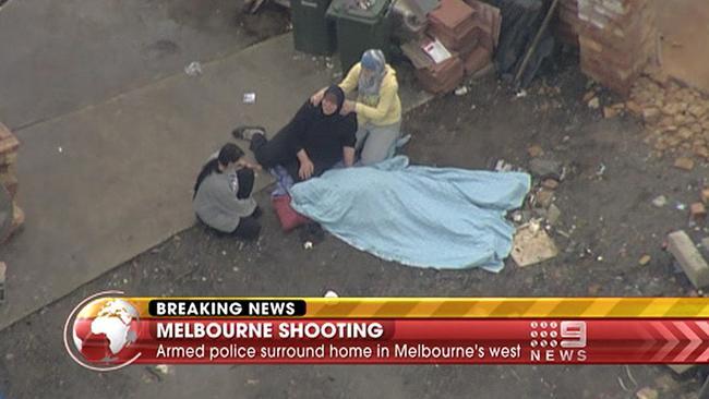 The Chaouk family backyard after the shooting death of Macchour. Picture: Nine News