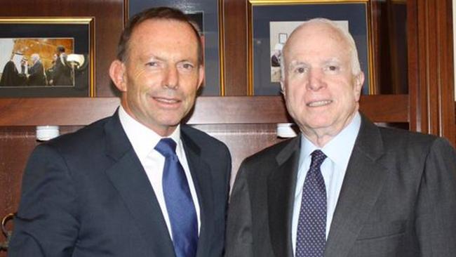 Tony Abbott with US senator John McCain in Washington in January.