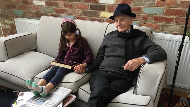 Ian holds his hands with his granddaughter in 2019. Picture: Courtesy of Rosalie Ham