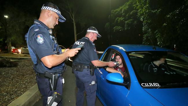 Police and Yatala checking on drivers. Picture: Mike Batterham.