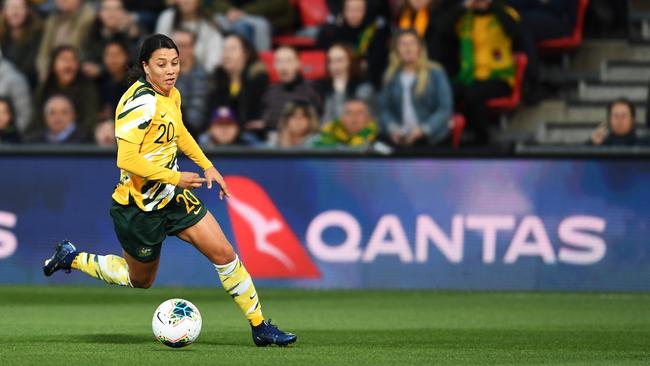 Sam Kerr in action for the Matildas. Picture: Mark Brake/Getty