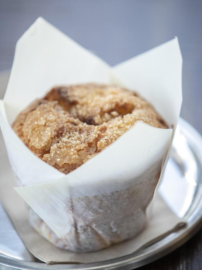 Park Beach Cafe’s house-made apple and passionfruit muffin, which features chunks of fruit. Picture: Chris Kidd