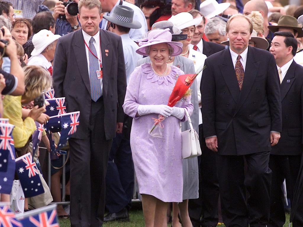 <b>2002 – Brisbane</b> The Queen is accompanied by then Queensland premier Peter Beattie during a “meet the people walk” at Roma Street Parkland in March 2002. The Queen, who was in Australia with Prince Philip to attend the Commonwealth Heads of Government Meeting, said: “We have both been struck by both the diversity as well as the dynamism of Australia, and the vigour and humour of Australians everywhere.”