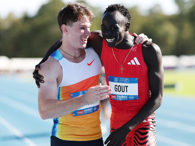 Lachlan Kennedy is in cahoots with the hottest young athlete in the country, teenager Gout Gout. Picture: Cameron Spencer/Getty Images