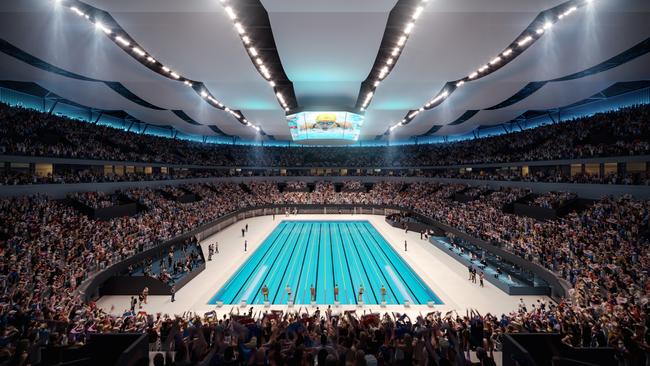 An artist's impression of Brisbane Arena configured for the 2032 Olympics under the Live Nation plan – another example of a modern indoor stadium.