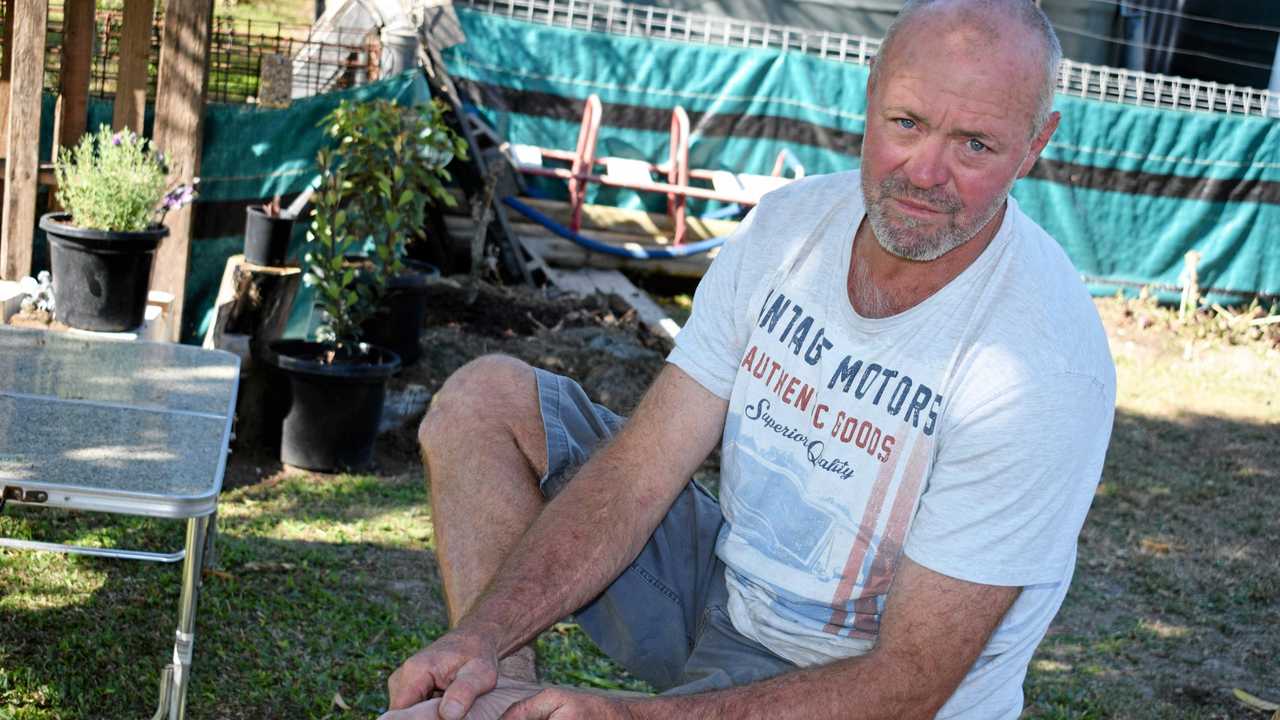 EXCRUCIATING: Tony Madigan is warning people about  swimming  off Fergusons Rd after he stepped on a  stonefish. Picture: Hannah Sbeghen