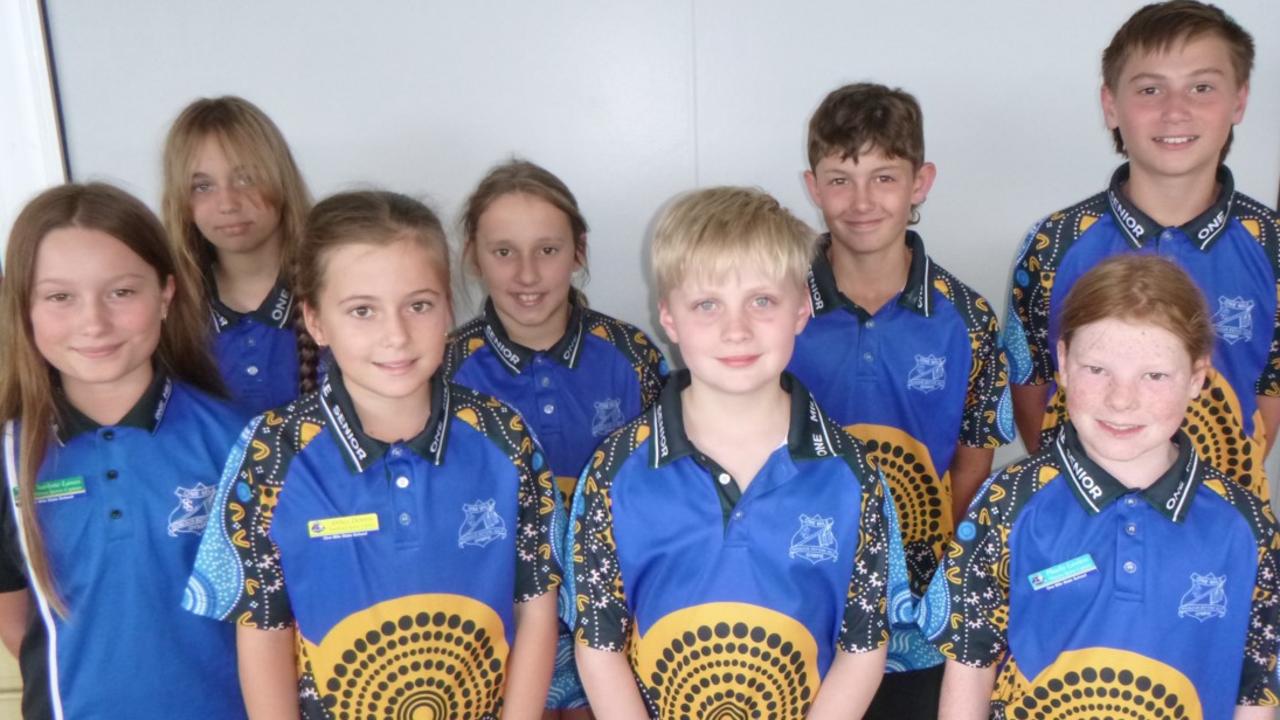 One Mile State School 2023 sports captains: back row (left to right) – Layla, Isabelle, Jordon, Jack and front row (left to right) – Charlotte, Abbey, Joseph, Phoebe