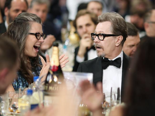 SANTA MONICA, CA - JANUARY 11: Actor Gary Oldman wins Best Actor for 'Darkest Hour' during The 23rd Annual Critics' Choice Awards at Barker Hangar on January 11, 2018 in Santa Monica, California. (Photo by Christopher Polk/Getty Images for The Critics' Choice Awards )