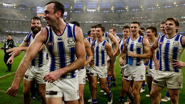 Todd Goldstein’s record-breaking feat capped a big night for the Kangaroos. Picture: Will Russell/AFL Photos via Getty Images