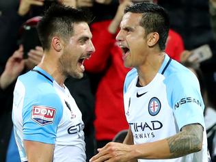 MELBOURNE, AUSTRALIA – NOVEMBER 10: Bruno Fornaroli of Melbourne City  celebrates his first goal of the match during the 6th round of the Hyundai  A-League between Melbourne City and the Newcastle Jets