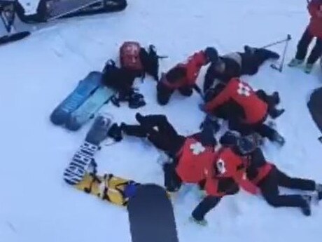 Chair lift accident on  the slopes of Thredbo today . Around 2.30pm many people injured.