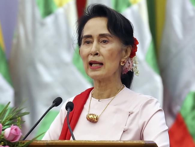 Myanmar's State Counsellor Aung San Suu Kyi is under pressure over the treatment of Rohingya Muslims. Picture: Aung Shine Oo/AP