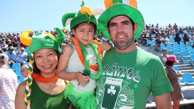 Rugby League World Cup double header. Ireland v Italy and Scotland v Tonga at Barlow Park Cairns. Anna, Isabell, 4, and Robbie Duffy. PICTURE: STEWART McLEAN